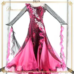 社交ダンス 衣装 スタンダードドレス ワンピース ドレス ピンク系 パープル系 ブラック系 セキネ SEKINE 日本製 ピンク 紫 黒 フロート レース 上品 おしゃれ デモ 競技 レディース ダンス フリル おしゃれ