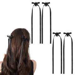在庫処分 大人可愛い ヘアアクセサリー 結婚式 入学式 バレッタ 誕生日 可愛い 花火大会 4個セット 女性 リボン結び 女の子 ヘアクリップ 髪飾り