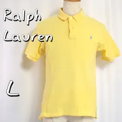 Ralph Laurenラルフローレン 90s日本製 ナイガイ 胸ポニー刺繍コットン鹿の子ポロシャツ L 黄色イエロー【古着】【中古】【送料無料】