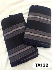 【反物】古布　綿　紺地　縞模様　着物　和装　TA132