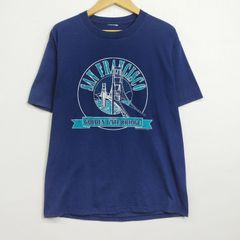 90s SAN FRANCISCO サンフランシスコ THE GOLDEN GATE BRIDGE プリント Tシャツ 古着 VINTAGE ロゴ イラスト お土産 スーベニア アート ブルー系 C532
