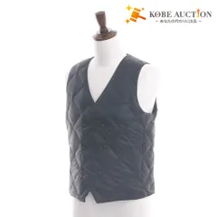 ■ タイオン TAION ダブルダウン ジレ ベスト アウター Vネック キルティング シティライン メンズ M ブラック