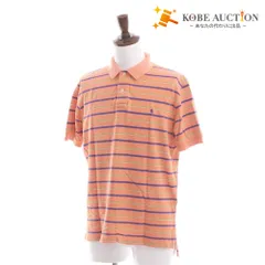 ■ POLO RALPH LAUREN ポロラルフローレン Tシャツ トップス 半袖 襟 ボタン ライン ワンポイント メンズ L オレンジ