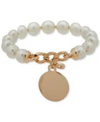 アンクライン レディース アクセサリー ブレスレット・バングル・アンクレット Anne Klein GoldTone ImitationPearl Stretcharm Bracelet Crystal パール
