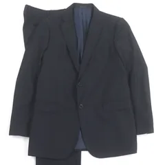 美品□ARMANI COLLEZIONI アルマーニコレッツォーニ ウール100％ M-LINE 総柄 シングルスーツ 上下セットアップ ネイビー 48 正規品 メンズ