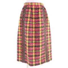極美品△GUCCI グッチ 596980 一部シルク100％ ライオンボタン 総柄 ウールツイード ロングスカート マルチカラー 36 イタリア製 正規品 レディースのサムネイル