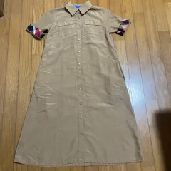 ブルーレーベルクレストブリッジ　ロングシャツワンピース36 ブラウン×チェック