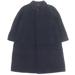美品□Herno ヘルノ ヴィンテージ ウール カシミヤ フライフロント ステンカラーコート ロングコート ネイビー イタリア製 Lサイズ相当 メンズ 希少