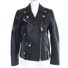 極美品△COACH コーチ 3725 ロゴボタン ラムレザー 中綿 ダブル ライダースジャケット ブラック XS 正規品 レディース オススメ◎
