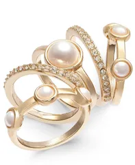 アイエヌシー インターナショナル コンセプト レディース アクセサリー リング INC International Concepts GoldTone 5Pc Set Pav Imitation Pearl Stackable Rings Gold ゴールド