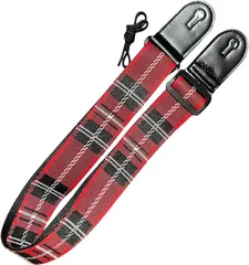 レタヤ ギターストラップ チェック柄 ロック エレキ アコースティック 楽器用ストラップ 取付け紐付き (レッド)