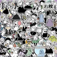 【473】コラージュ素材 フレークシール ステッカー コート紙 人物 女の子 女性 モノトーン 線画 鉛筆画 白黒 モノクロ イラスト 装飾 ジャンクジャーナル スクラップブッキング 紙もの デコレーション 手帳 日記 アルバム おすそ分け 85枚
