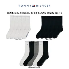 TOMMY HILFIGER(トミーヒルフィガー)メンズ ソックス クルー 靴下 5足組 アソート セット スポーツ 通学 無地 ワンポイント ロゴ 男性用 TVM221CR13