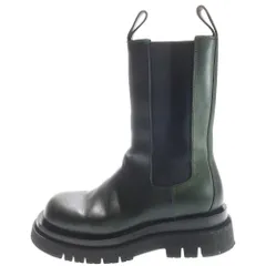 BOTTEGA VENETA (ボッテガヴェネタ) LUG BOOT ラグ レザー サイドゴア ロングブーツ シューズ ダークグリーン