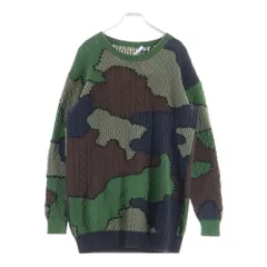 MOSCHINO (モスキーノ) ケーブルニット パッチワーク クルーネック カーキ A04935501のサムネイル