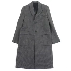 未使用品▼FENDI フェンディ FF0289 ウール100% 織柄 ロゴ入りボタン シングル チェスターコート ブラック系 44 イタリア製 正規品 メンズのサムネイル