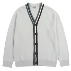 未使用品▼HERMES エルメス 23AW カシミヤ100% Vネック ライン入り ニット カーディガン ライトブルー XL イタリア製 正規品 メンズのサムネイル