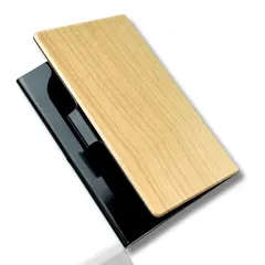 【新品】 [WOLFTECH] 名刺入れ 木製 天然木 薄型 ウッド カードケース メンズ レディース 名刺が折れない ステンレス ギフト プレゼント 贈り物 (【名入れ不可】メープル（楓）) 1