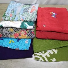 ファッション小物 和装小物 風呂敷 ちりめん風呂敷 普通サイズ 9枚まとめ 長期間保管品 U177