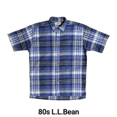 古着 80s エルエルビーン クールウィーブ ガーゼ チェック シャツ アメリカ製 ブルー M 当時物 ヴィンテージ