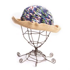 手作りニット帽 バケットハット ベレー風にも ブルー グリーン