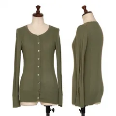 レキップ ヨシエイナバL'EQUIPE YOSHIE INABA カシミヤ混コットンリブニットカーディガン カーキ38