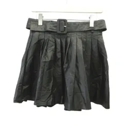 ザラ ZARA スカート フェイクレザー S 黒 ブラック プリーツ ベルト付き ミニ丈 /RN ■GY58