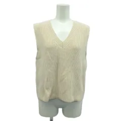 ザラ ZARA ベスト ニット L ピンクベージュ Vネック 袖なし リブ編み /GR ■GY61