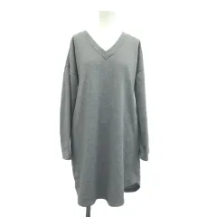 サマンサモスモス SM2 blue ミニワンピース チュニック M スウェット グレー Vネック 長袖 無地 裏起毛 /GR ■GY61