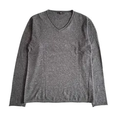 【SLICK】Vネックニット｜メンズSサイズ｜チャコールグレー｜灰｜カシミヤ・アンゴラ混｜シンプルデザイン｜長袖セーター｜古着のサムネイル