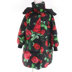 未使用品☆DOLCE&GABBANA ドルチェ＆ガッバーナ F9F48T レッドローズプリント リバーシブル ダウンコート ブラック系 42 イタリア製 正規品 レディースのサムネイル