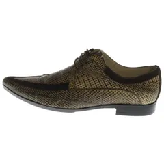 DOLCE & GABBANA (ドルチェアンドガッバーナ) パイソン レザー スウェード切り替え レースアップ ローカット ドレスシューズ ベージュ/ブラウン