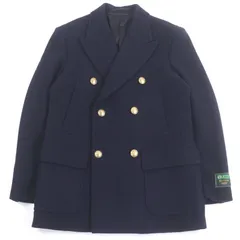 極美品□GUCCI グッチ 715703 ウール100％ エンブレムロゴ金ボタン ダブルブレスト ピーコート チェスターコート ネイビー 44 イタリア製 正規品 メンズのサムネイル