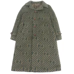 極美品□GUCCI グッチ 639261 ラマ ウール GGストライプ くるみボタン ロング チェスターコート グリーン 48 イタリア製 正規品 メンズのサムネイル