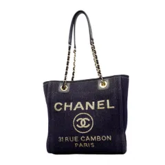 シャネル(Chanel) シャネル トートバッグ・チェーントート ドーヴィル キャンバス ネイビー レディース