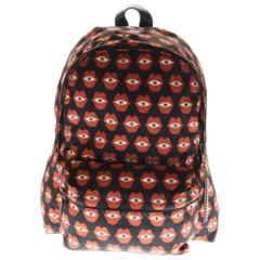 CELINE (セリーヌ) テレパシックラブ 総柄 キャンバス レザー バックパック リュックサック シルバー金具 ブラック/レッド