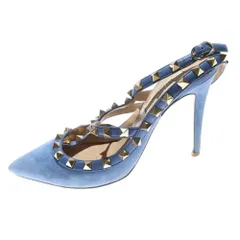 VALENTINO (ヴァレンティノ) ロックスタッズ ヒール スエードレザー ストラップ パンプス シューズ ブルー レディースのサムネイル