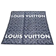 LOUIS VUITTON (ルイヴィトン) モノグラム ロゴ ハンカチ スカーフ ネイビー×ホワイト MP2306