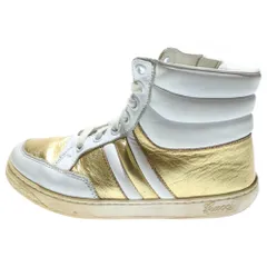 GUCCI (グッチ) メタリック コンビレザー レースアップ ハイカットシューズ スニーカー ゴールド/ホワイト キッズ 371604のサムネイル