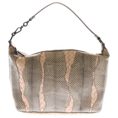 BOTTEGA VENETA (ボッテガヴェネタ) イントレチャート ハンドバッグ ワンショルダーバッグ ピンクベージュ レザー×パイソン ブラック金具