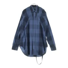 JULIUS (ユリウス) 18SS ANDOM PATTERN HARNESS SHIRT ランダムパターンハーネス付長袖チェックシャツ ブラック/ブルー 617SHM1のサムネイル