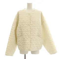 ザラ ZARA キルティングジャケット 上着 L 白 ホワイト ハート柄 ノーカラー 長袖 /LP ■ECE003