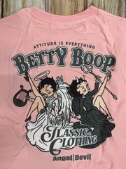 L.BettyBoop/ベティーブープ/刺繍Tシャツ/ピンク/Lサイズ/ビッグシルエット新品未使用/タグ付き
