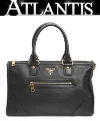 【広尾店】プラダ PRADA ミニボストンバッグ ハンドバッグ レザーブラック G金具 【18703】