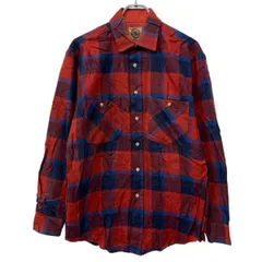 Washington ネルシャツ M レッド マルチカラー ワシントン ボタン 胸ポケット チェック柄 カジュアル チェックシャツ 秋物 a803-5949