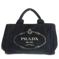 PRADA (プラダ) プラダ カナパ ミニ ハンドバッグ トートバッグ キャンパス ブラック ゴールド金具