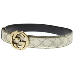 GUCCI (グッチ) インターロッキングG グッチシマ レザーベルト ゴールド 114876