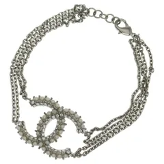 CHANEL (シャネル) ココマーク フェイクパールラインストーンブレスレット シルバー チェーン