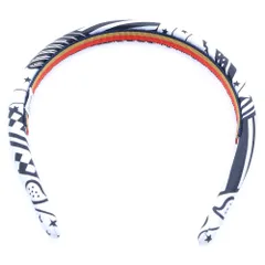 HERMES (エルメス) カチューシャ ジナ ジグザグ ヘアバンド ホワイト×ブラック シルク