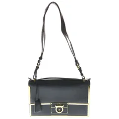 FERRAGAMO (フェラガモ) アイリーン ロックフラップ ショルダーバック ショルダーポシェット ブラック レザー ゴールド金具